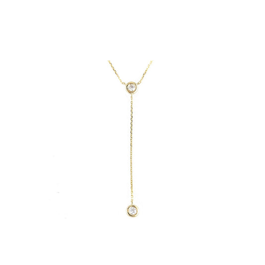 14k Gold Two Diamonds Bezel Necklace