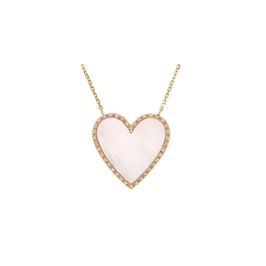 14K Gold Mother Of Pearl Heart & Diamonds