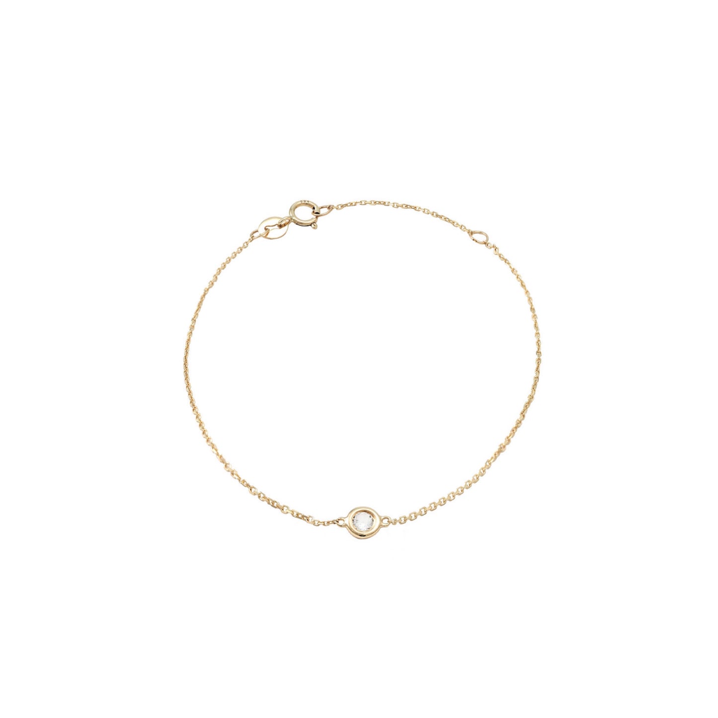 14k Gold Round Bezel Birthstone Bracelet