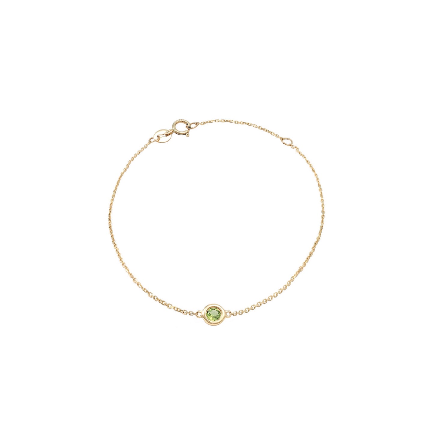 14k Gold Round Bezel Birthstone Bracelet