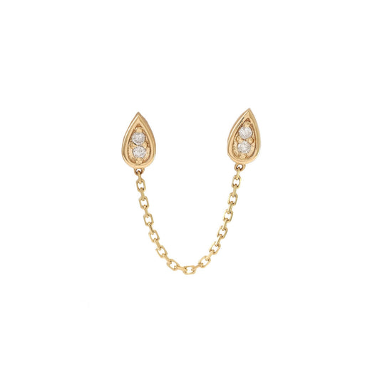 14k Gold Drop Diamonds Connecting  Earrings