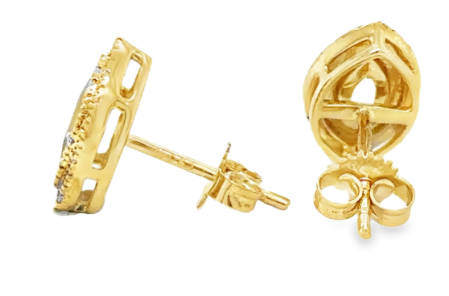 14k Gold Aquamarine Marquise with Diamonds Earrings