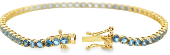 14KT YELLOW GOLD AQUAMARINE TENNIS BRACELET