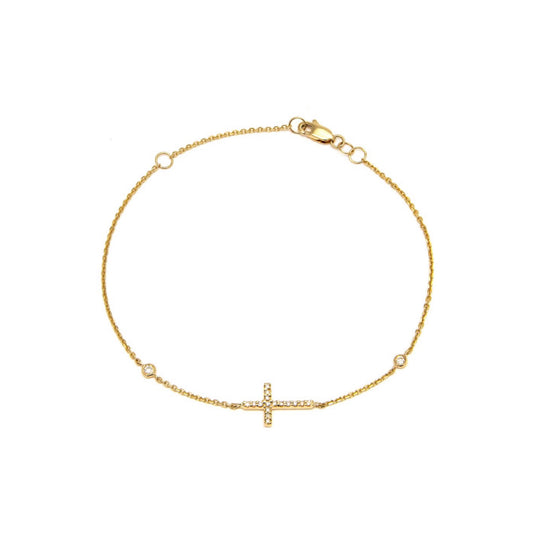 14k Gold & Diamonds Cross  Bracelet