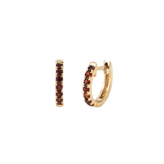 14k Gold Garnet Birthstone Hoop