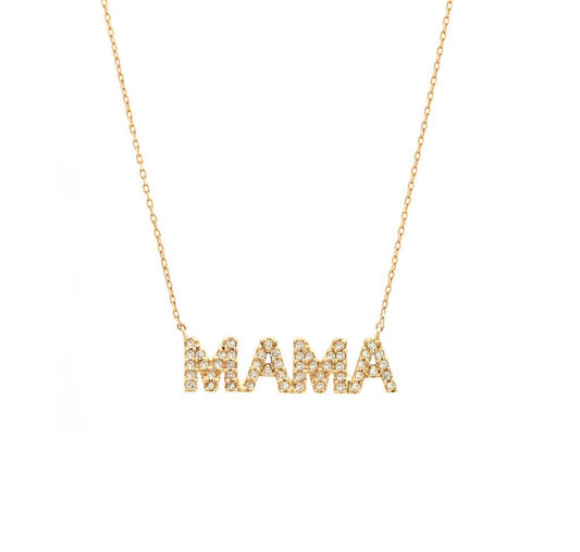 14k Gold & Diamonds Mama Necklace