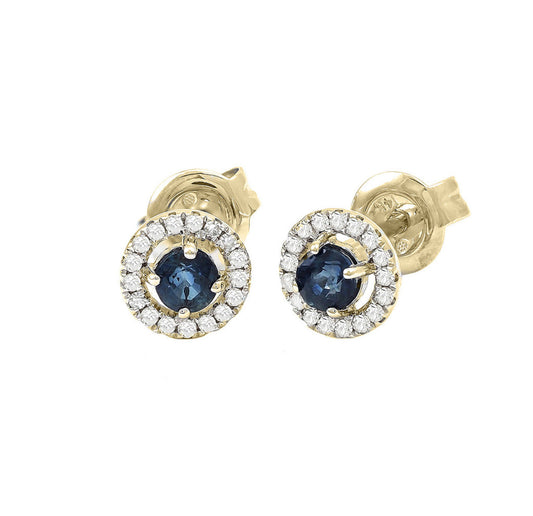 14k Sapphire & Diamonds Halo Earrings