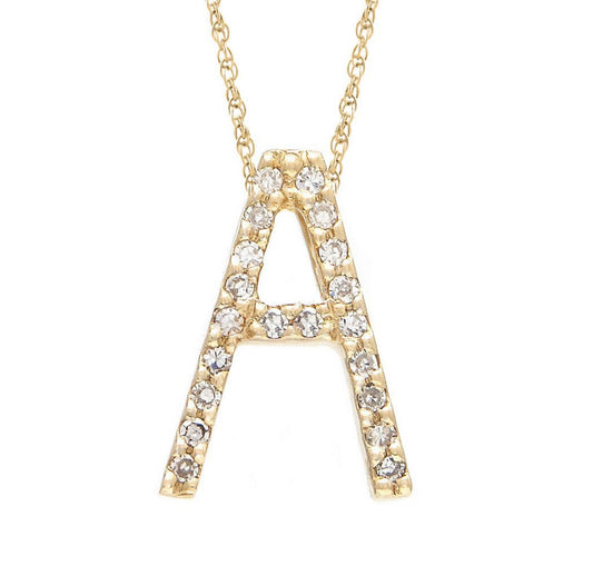 14k Gold Medium Letter with Diamonds Necklace