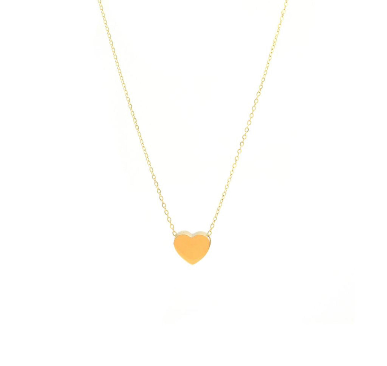 14k Gold Solid Heart Necklace