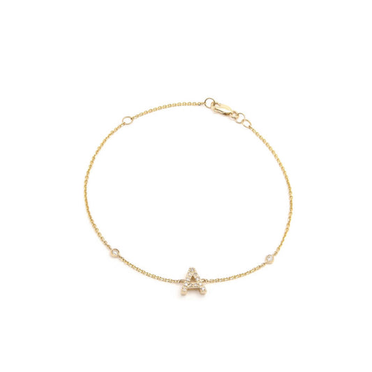 14k Gold Letter with Diamonds Bracelet