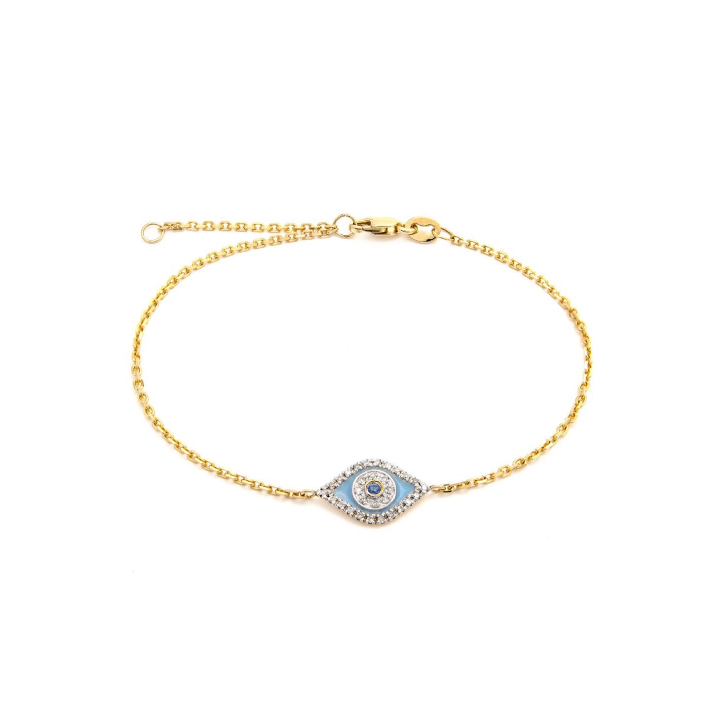 14k Gold Evil Eye with Sapphire Bracelet