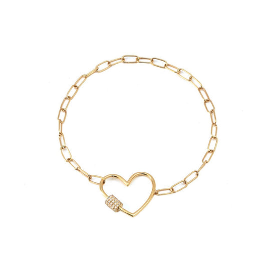 14k Gold Open Heart Bracelet