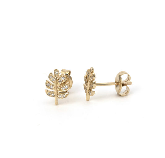 14k Leaf Diamonds Earrings