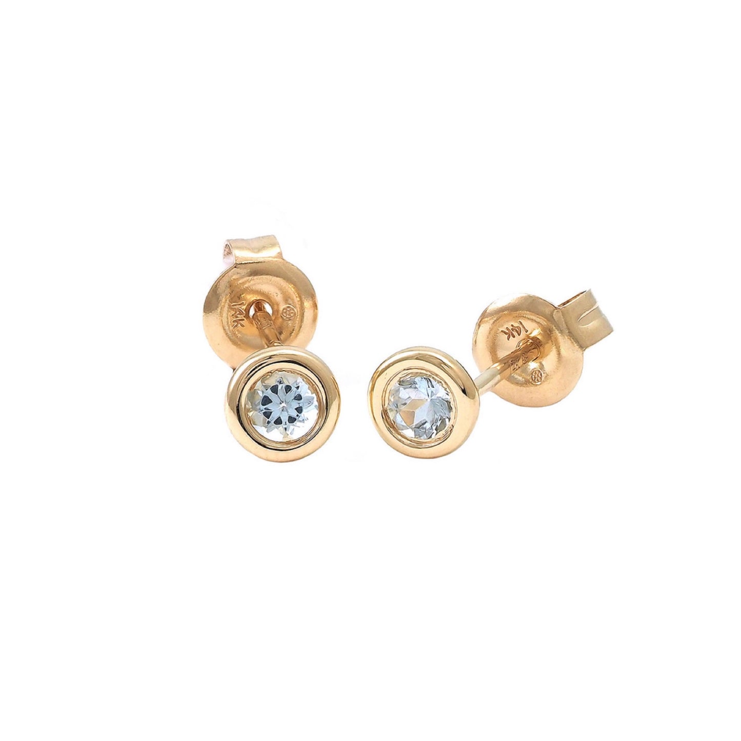 14k Gold & Aquamarine Birthstone Earrings