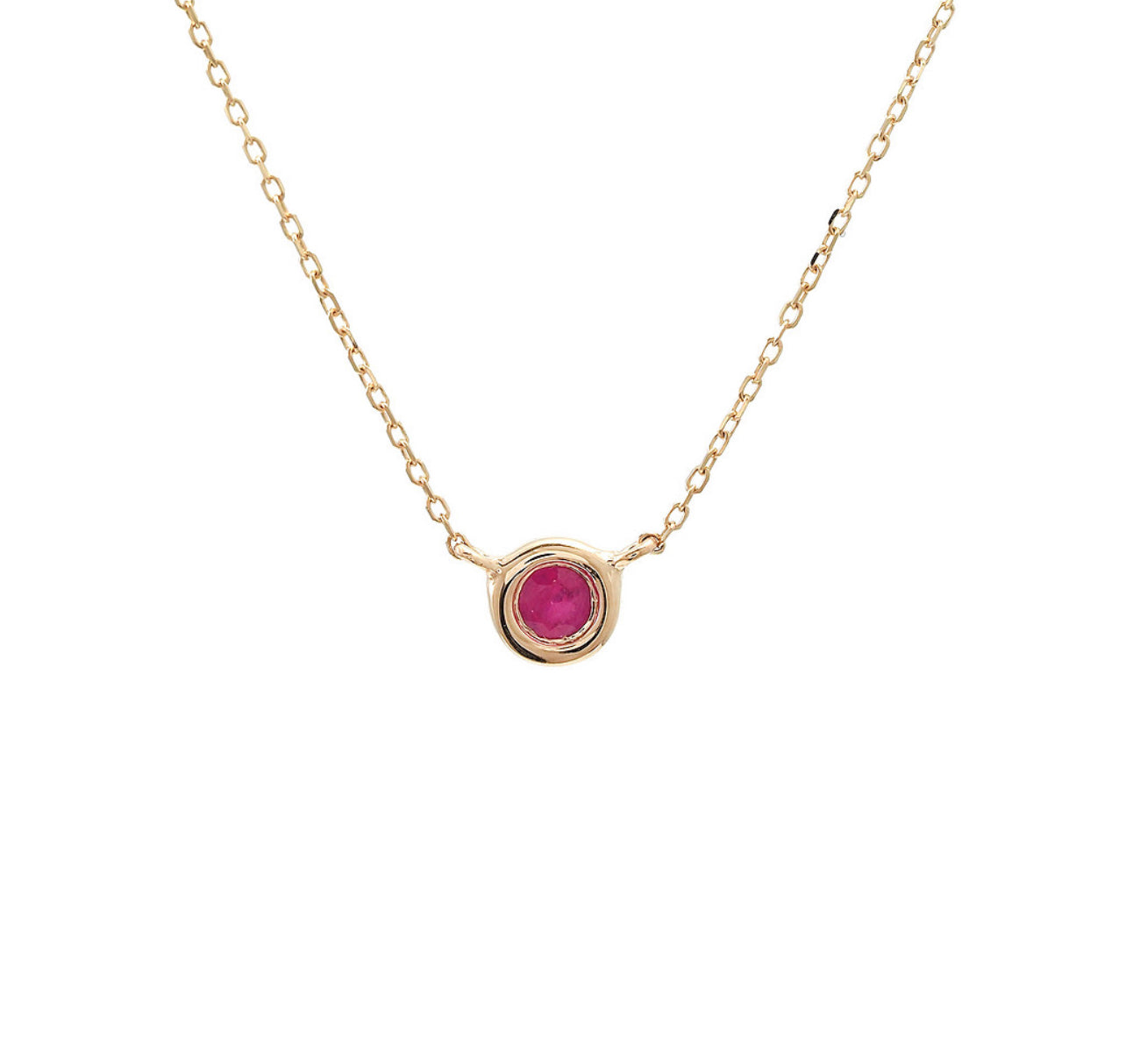 14k Gold Ruby Bezel Necklace