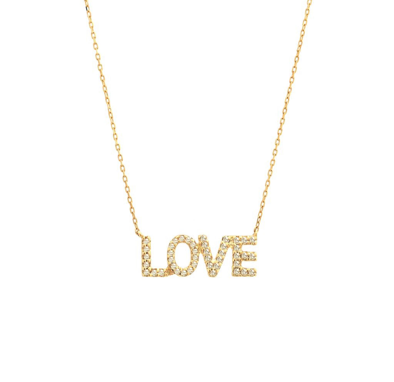 14k Gold Love Diamond Necklace