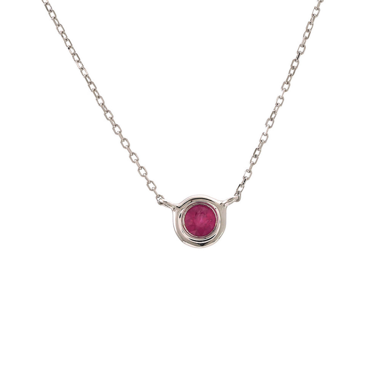 14k Gold Ruby Bezel Necklace