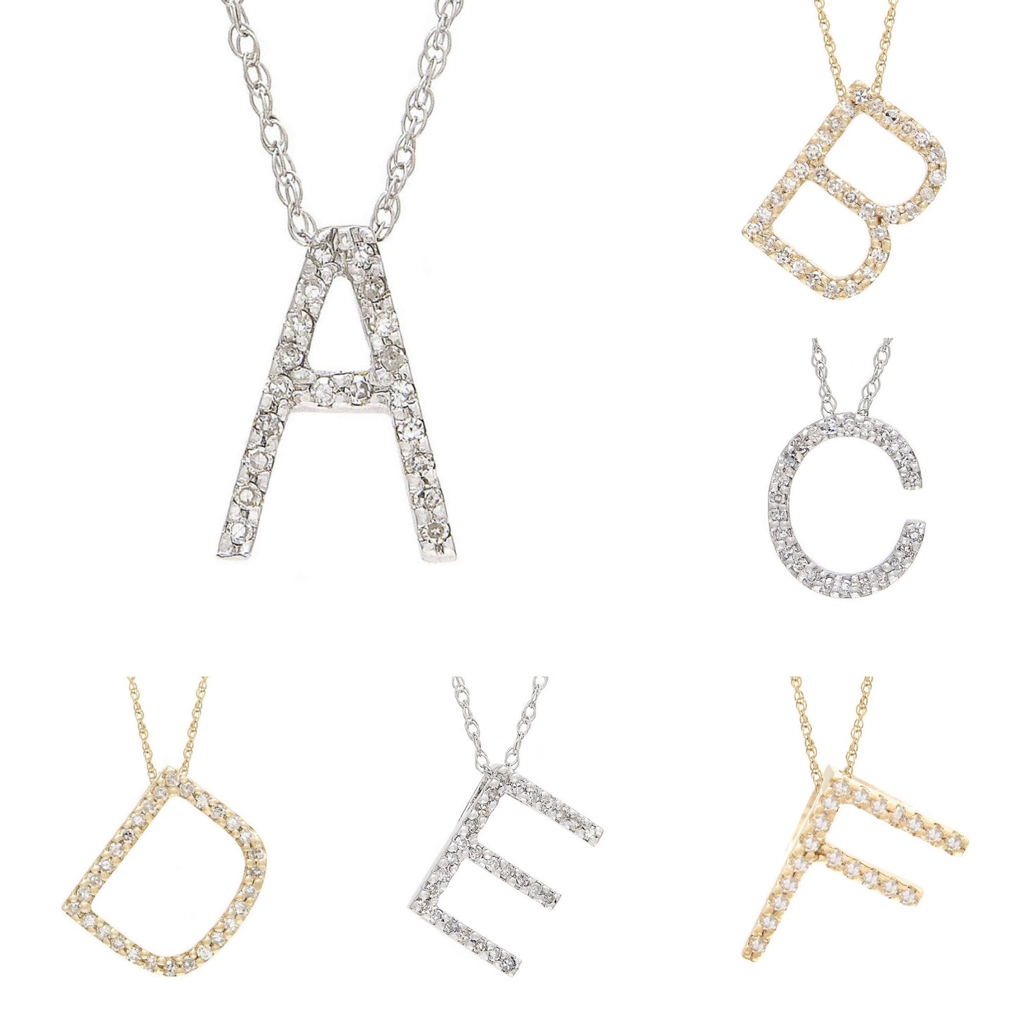 14k Gold Medium Letter with Diamonds Necklace