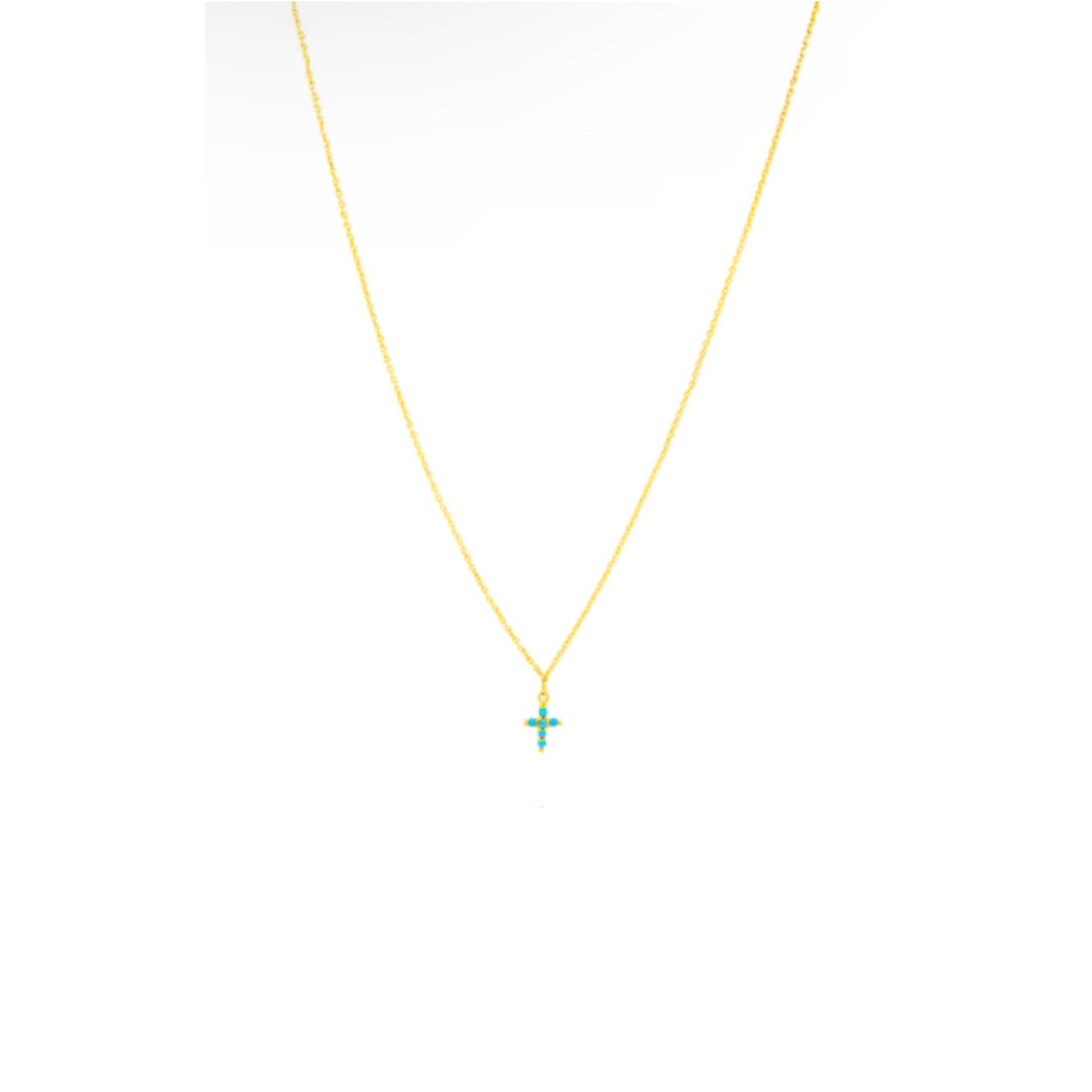 14k Gold & Turquoise Cross Necklace