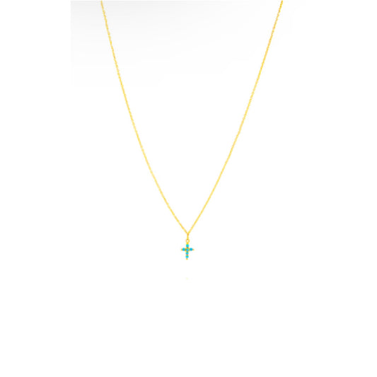 14k Gold & Turquoise Cross Necklace