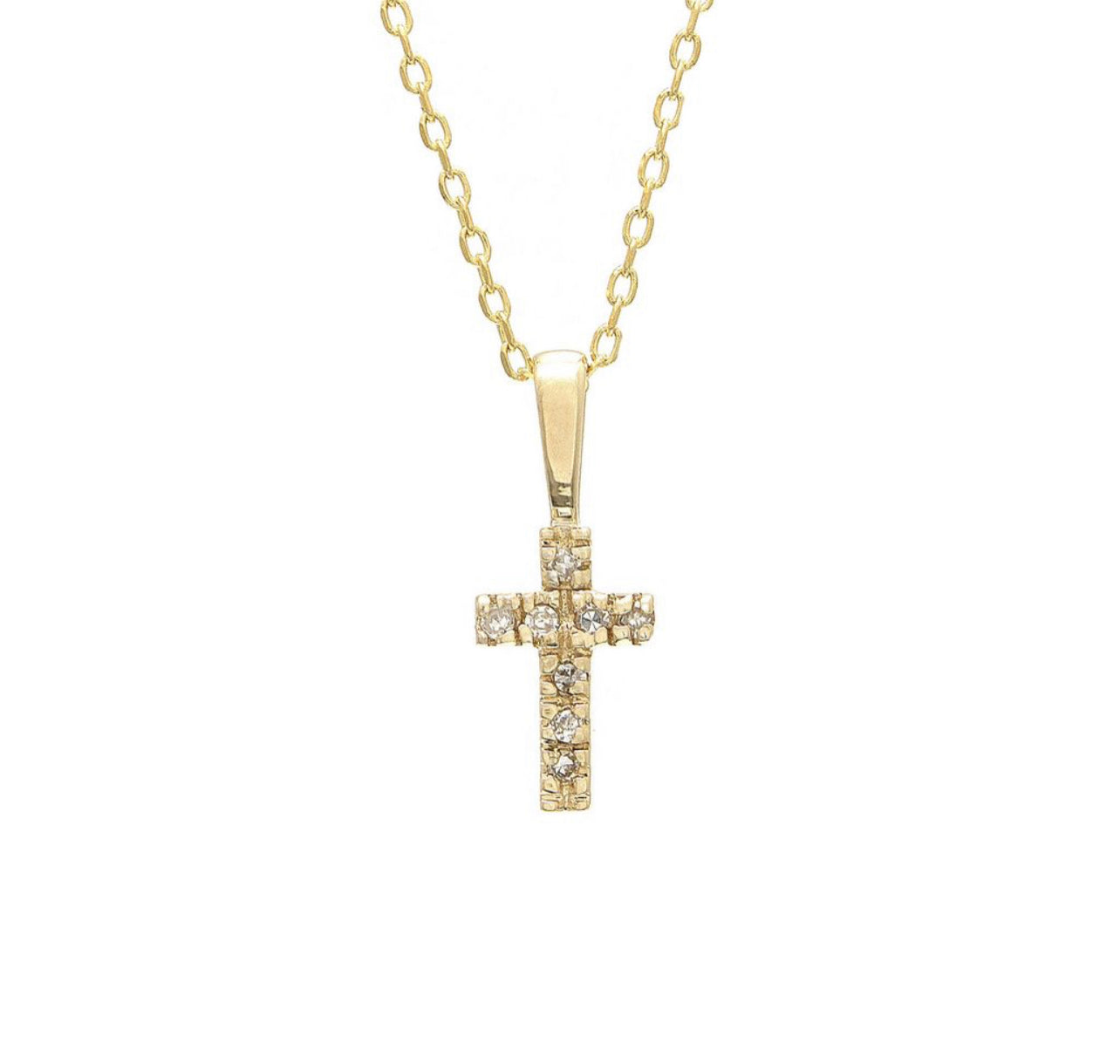 14k Gold & Diamond Cross Necklace